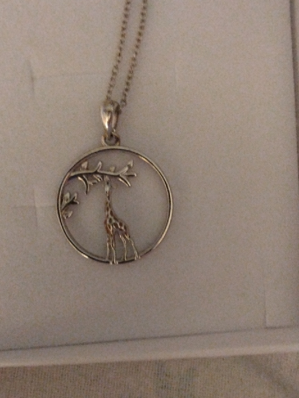 Sterling Silver Giraffe Pendant Necklace - Silver